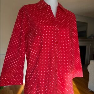 Chico’s  Red Polka Dot Blouse size 3 XL
